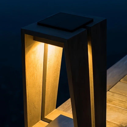 Arcato Industrial Metal & Glass Outdoor Floor Lamp - Black Frame for Garden