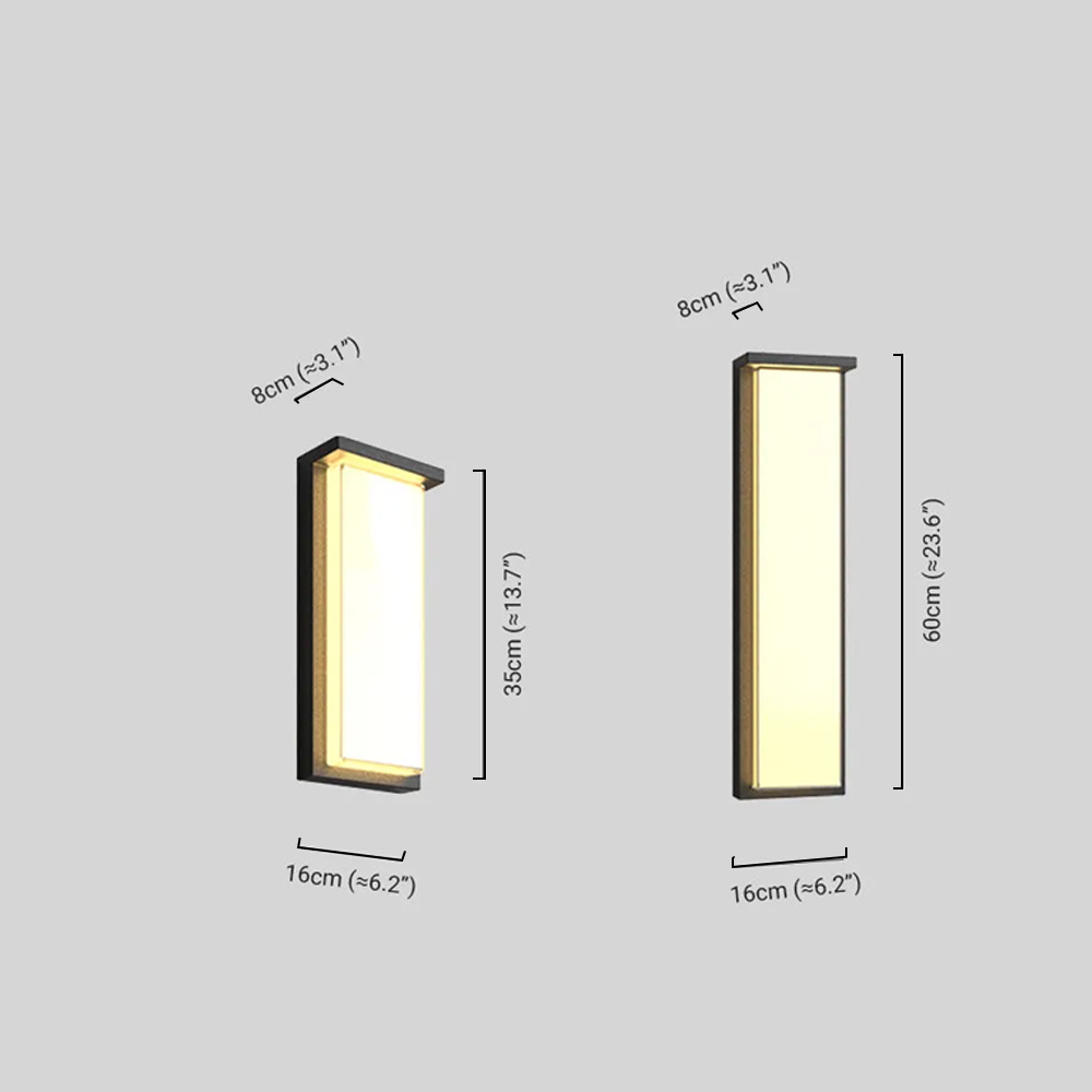Irondale Modern Rectangular Outdoor Wall Lamp – Black Metal/Acrylic for Garden