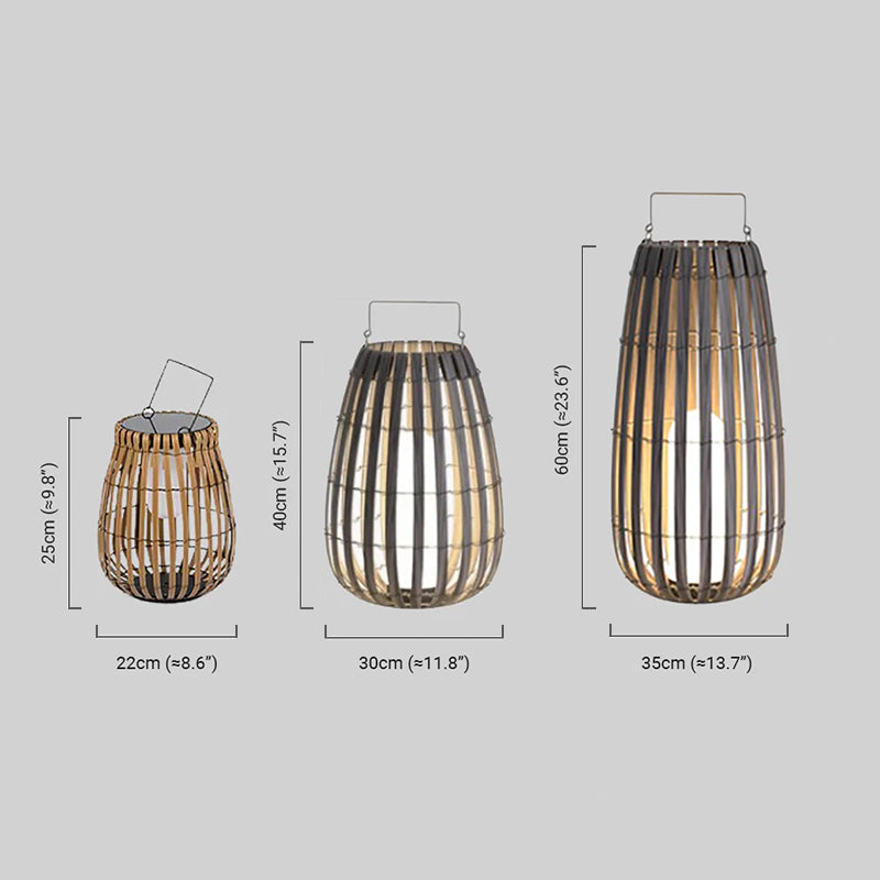 Bamburo Modern Wooden Path Lamp - Brown/Gray Solar Light for Outdoor Garden