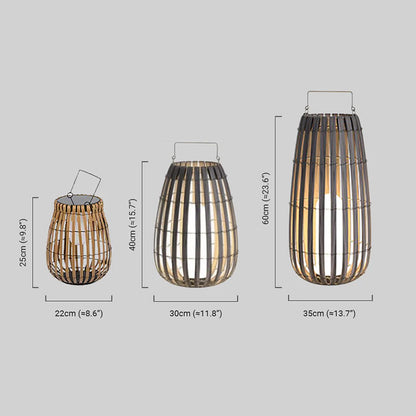 Bamburo Modern Wooden Path Lamp - Brown/Gray Solar Light for Outdoor Garden