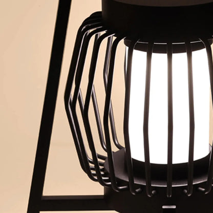 Irondale Industrial Solar Outdoor Floor Lamp – Black Cylindrical Metal Design for Garden