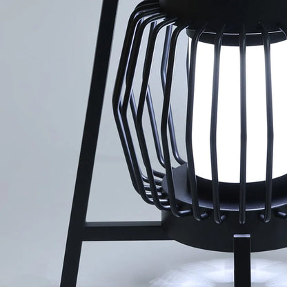 Irondale Industrial Solar Outdoor Floor Lamp – Black Cylindrical Metal Design for Garden