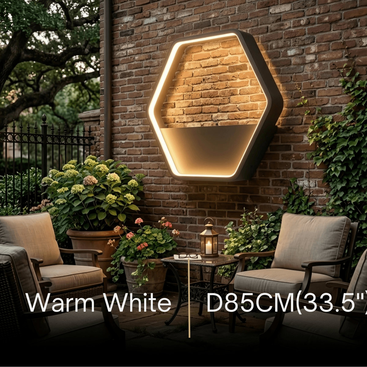 Irondale Art Deco Outdoor Wall Sconce - Black Metal Hexagon Design for Courtyard