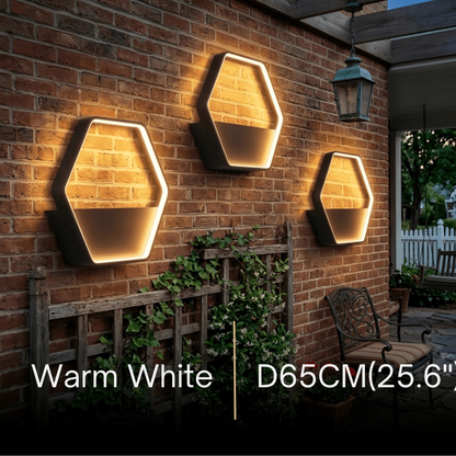 Irondale Art Deco Outdoor Wall Sconce - Black Metal Hexagon Design for Courtyard