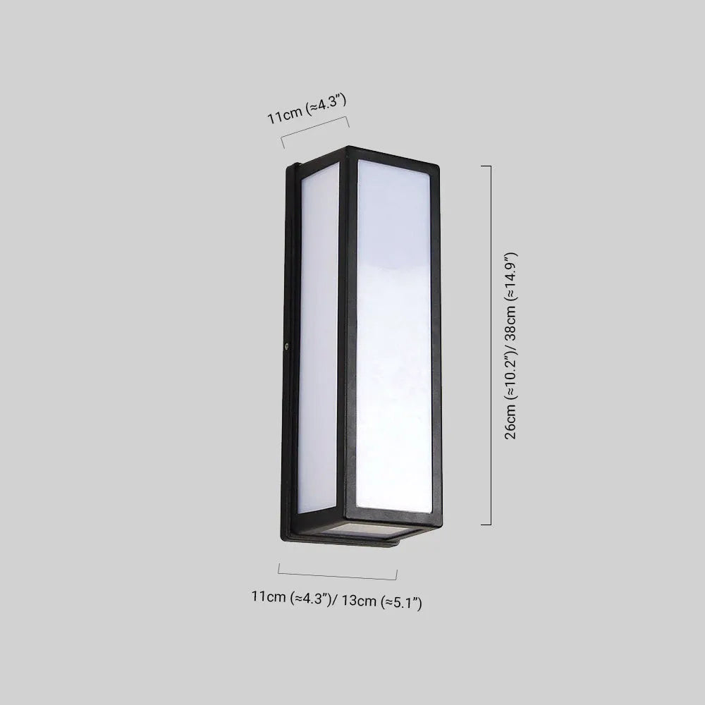 Arcato Modern Outdoor Wall Lamp - Black Metal & Acrylic Rectangular Design for Garden