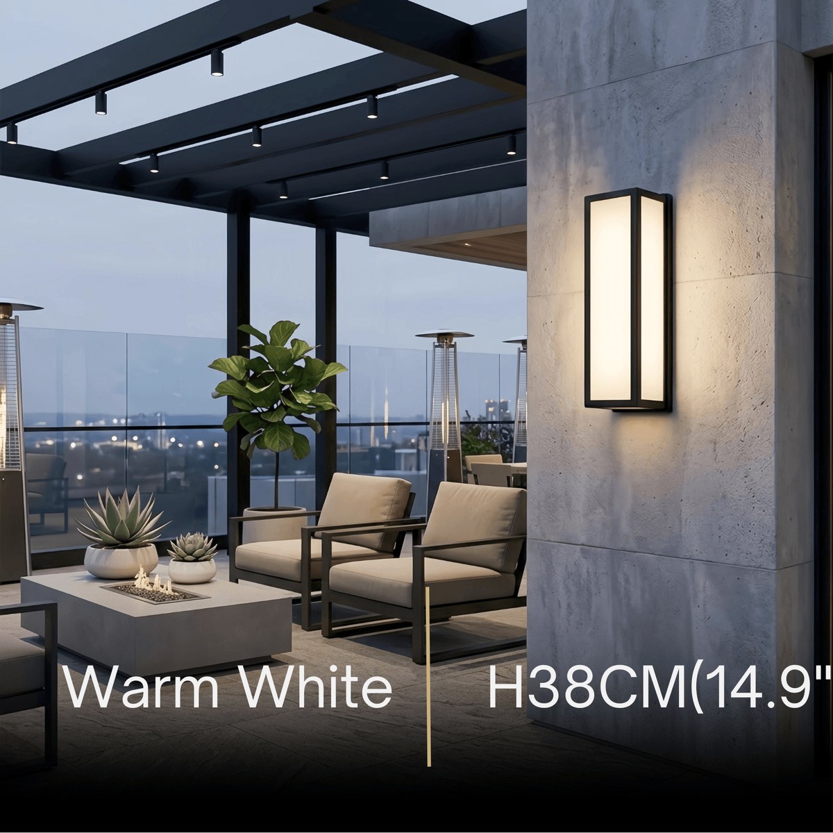 Arcato Modern Outdoor Wall Lamp - Black Metal & Acrylic Rectangular Design for Garden