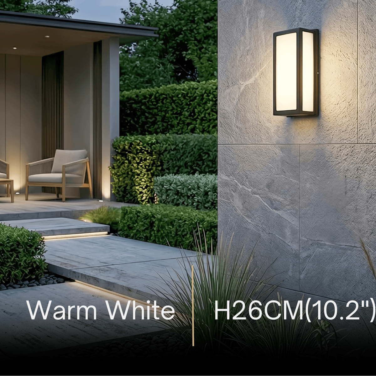 Arcato Modern Outdoor Wall Lamp - Black Metal & Acrylic Rectangular Design for Garden