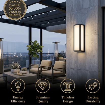Arcato Modern Outdoor Wall Lamp - Black Metal & Acrylic Rectangular Design for Garden