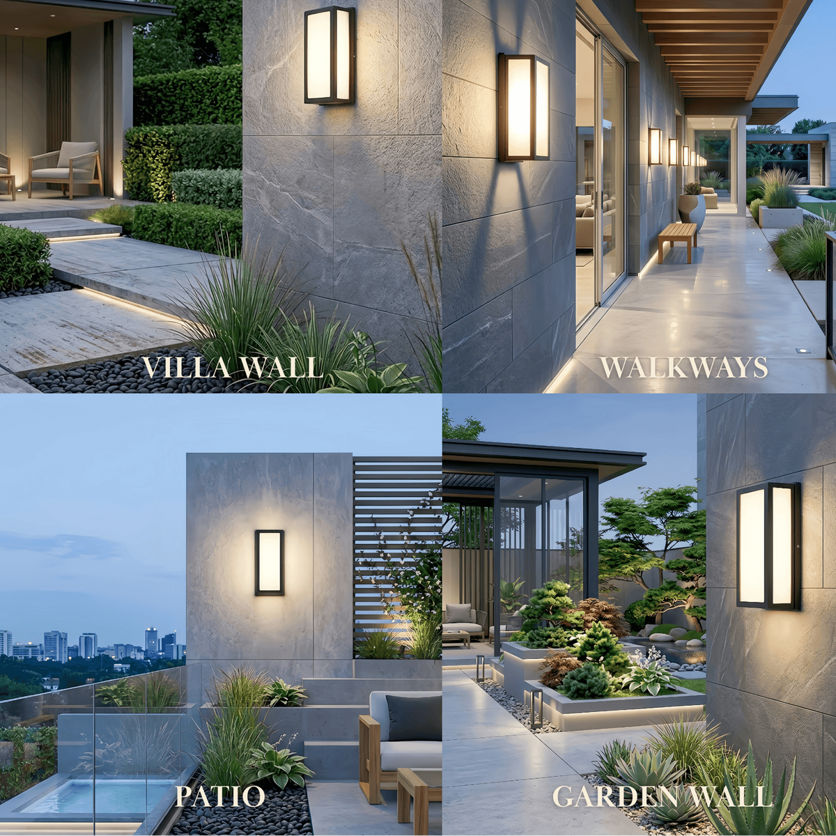 Arcato Modern Outdoor Wall Lamp - Black Metal & Acrylic Rectangular Design for Garden