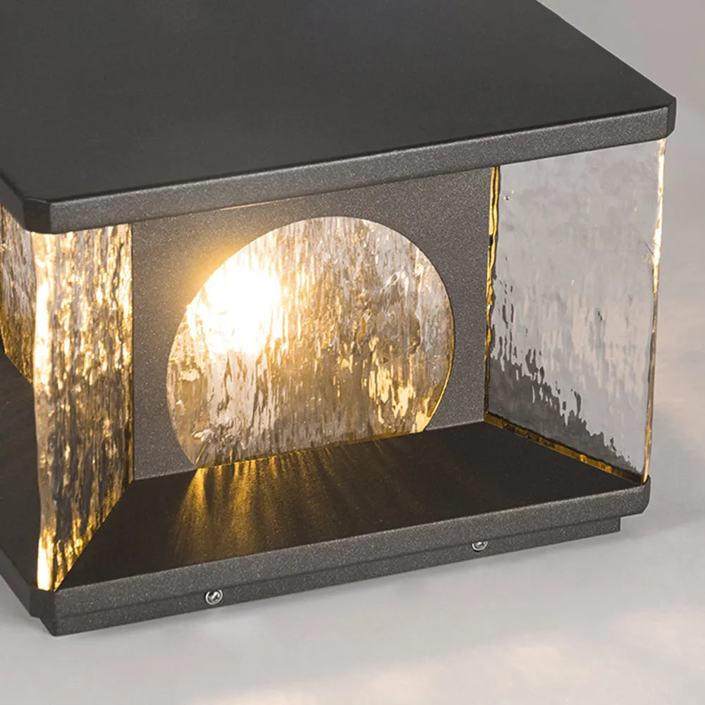 Arcato Art Deco Square Pillar Light – Black Metal for Outdoor Garden