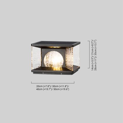 Arcato Art Deco Square Pillar Light – Black Metal for Outdoor Garden