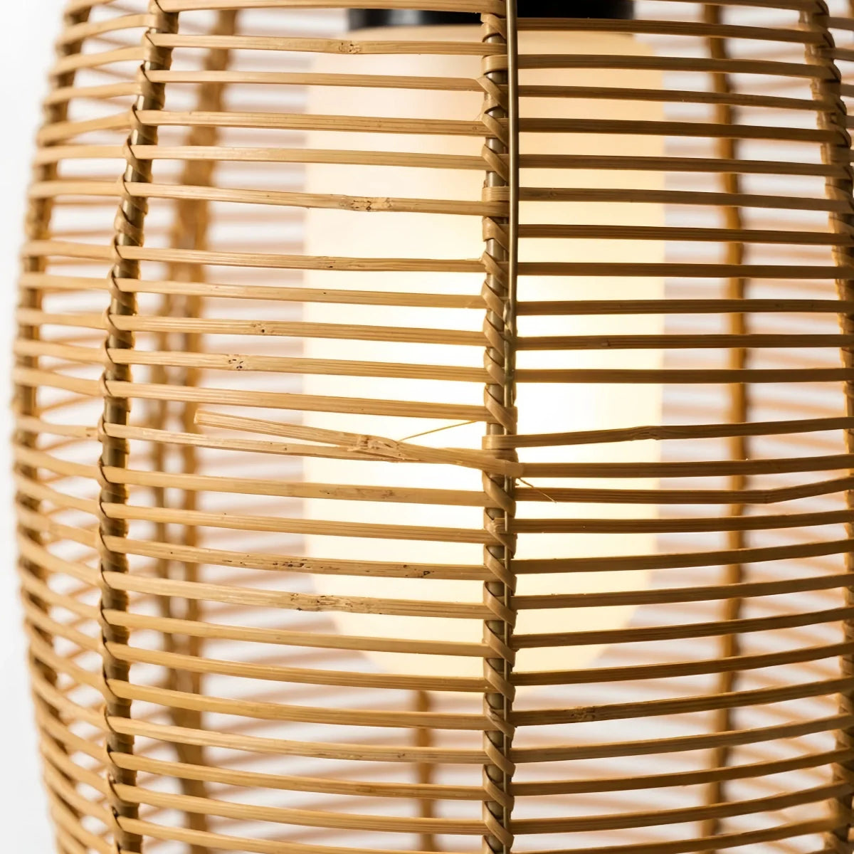 Bamburo Farmhouse Floor Lamp -Metal/Rattan Lantern in Natural Wood Color Garden