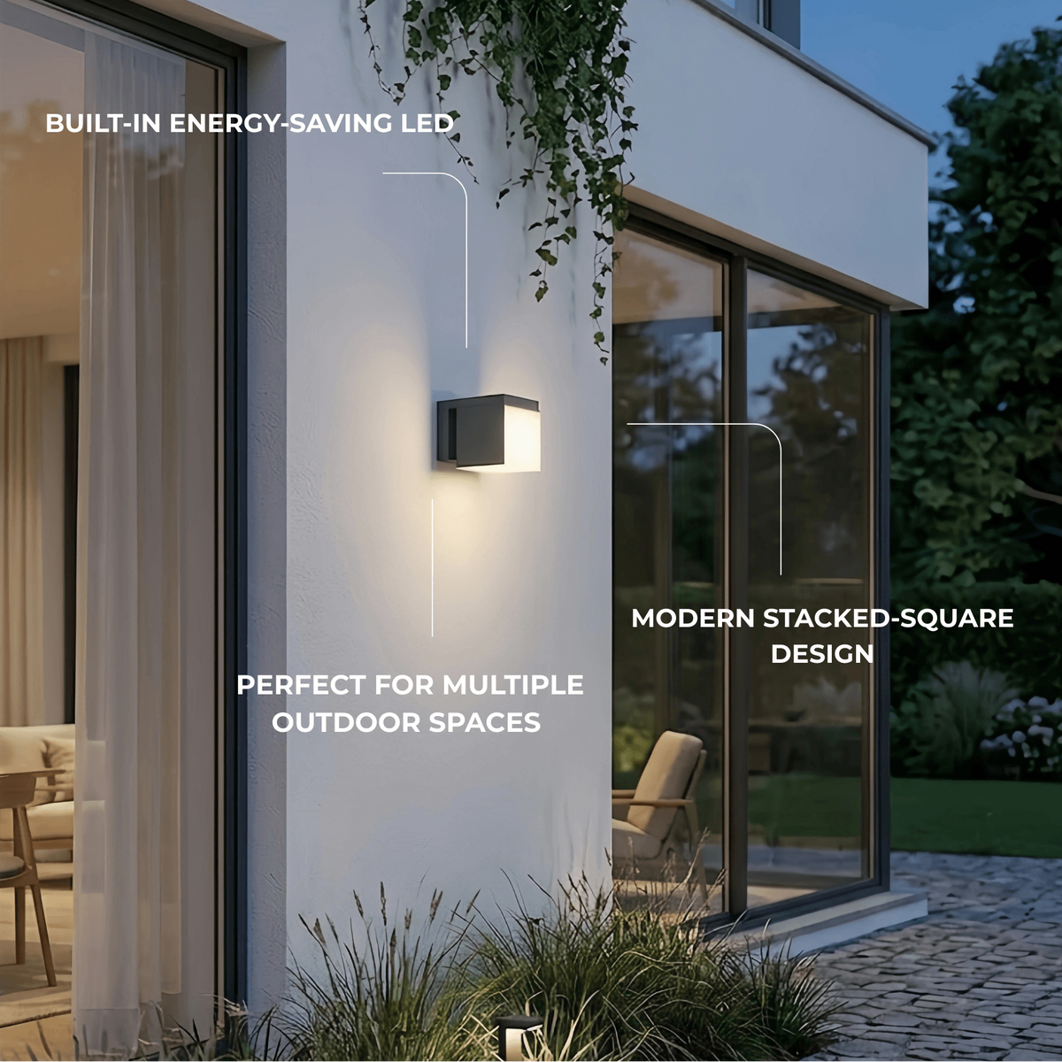 Irondale Modern Outdoor Wall Lamp - Black Metal Irregular Design for Exterior Wall