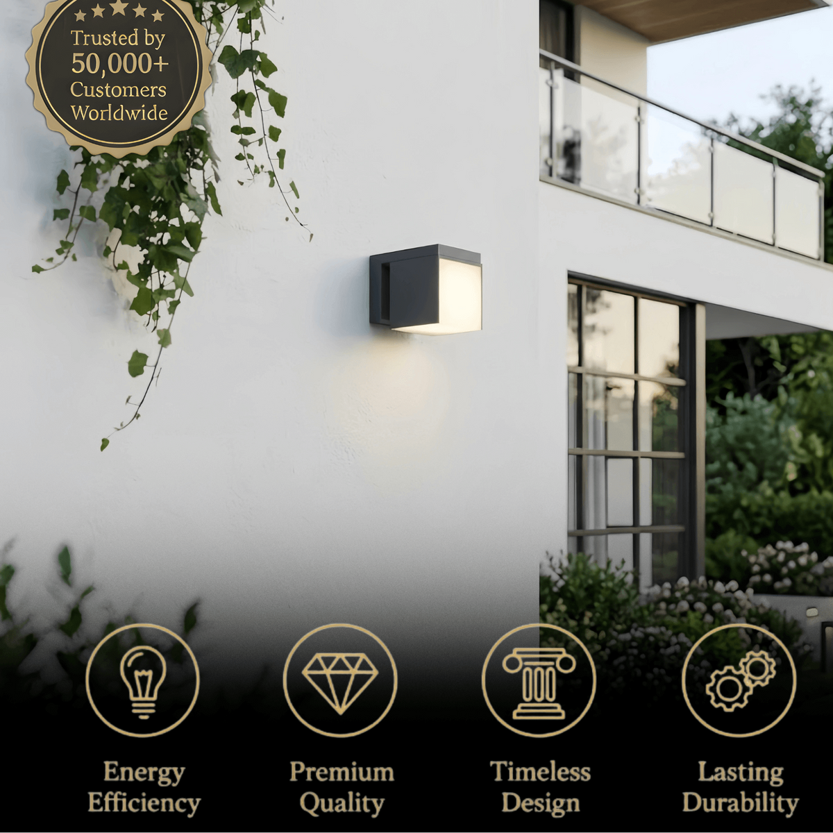 Irondale Modern Outdoor Wall Lamp - Black Metal Irregular Design for Exterior Wall