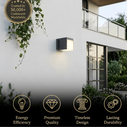 Irondale Modern Outdoor Wall Lamp - Black Metal Irregular Design for Exterior Wall