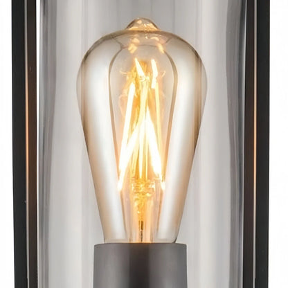 Irondale Industrial Modern Rectangular Outdoor Pathway Light - Black Metal for Courtyard