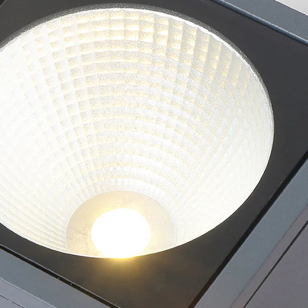 Arcato Industrial Outdoor Ceiling Light - Grey Metal Glass Square Design for Patio