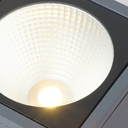 Arcato Industrial Outdoor Ceiling Light - Grey Metal Glass Square Design for Patio