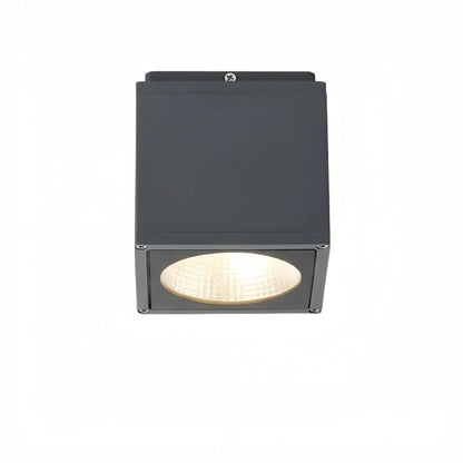 Arcato Industrial Outdoor Ceiling Light - Grey Metal Glass Square Design for Patio
