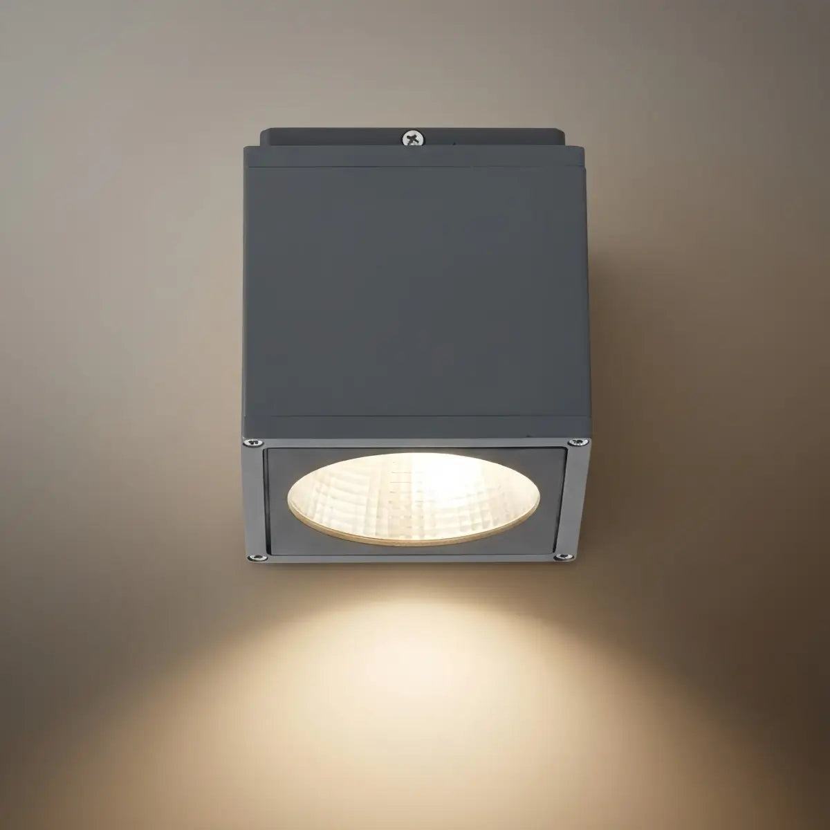 Arcato Industrial Outdoor Ceiling Light - Grey Metal Glass Square Design for Patio