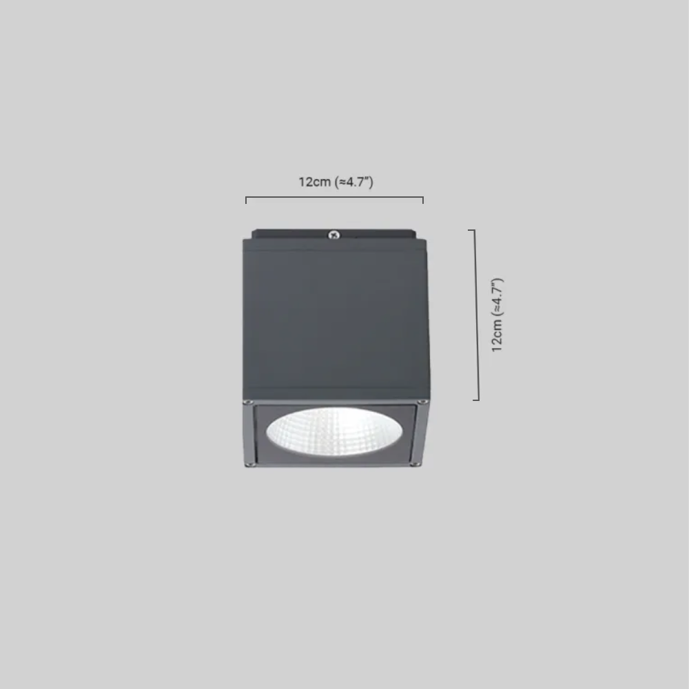 Arcato Industrial Outdoor Ceiling Light - Grey Metal Glass Square Design for Patio