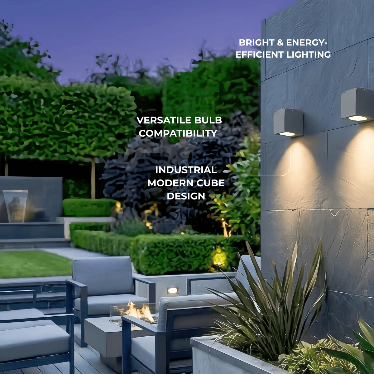 Arcato Industrial Outdoor Ceiling Light - Grey Metal Glass Square Design for Patio