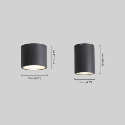 Irondale Modern Outdoor Ceiling Light - Black Metal/Glass Cylindrical for Garden