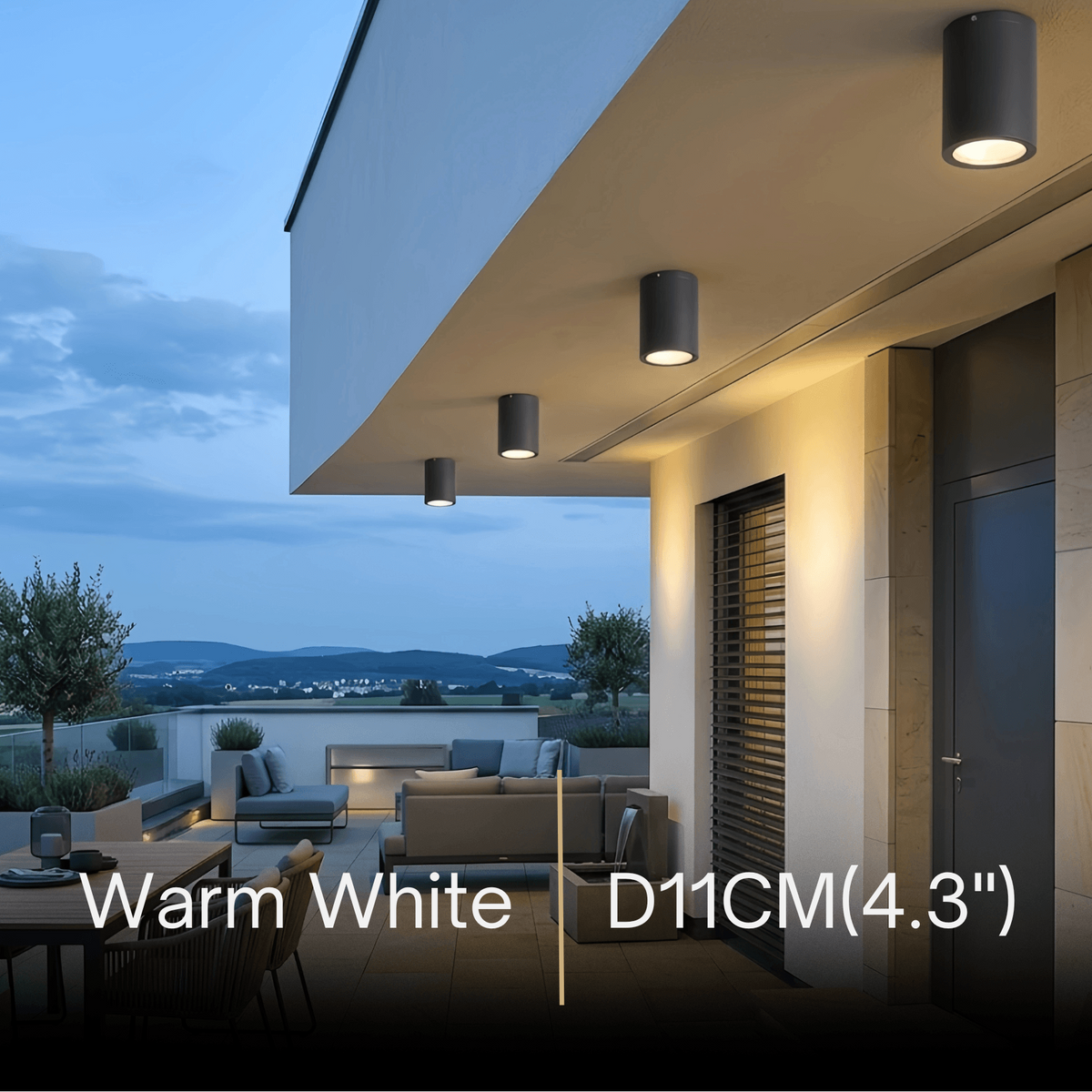 Irondale Modern Outdoor Ceiling Light - Black Metal/Glass Cylindrical for Garden