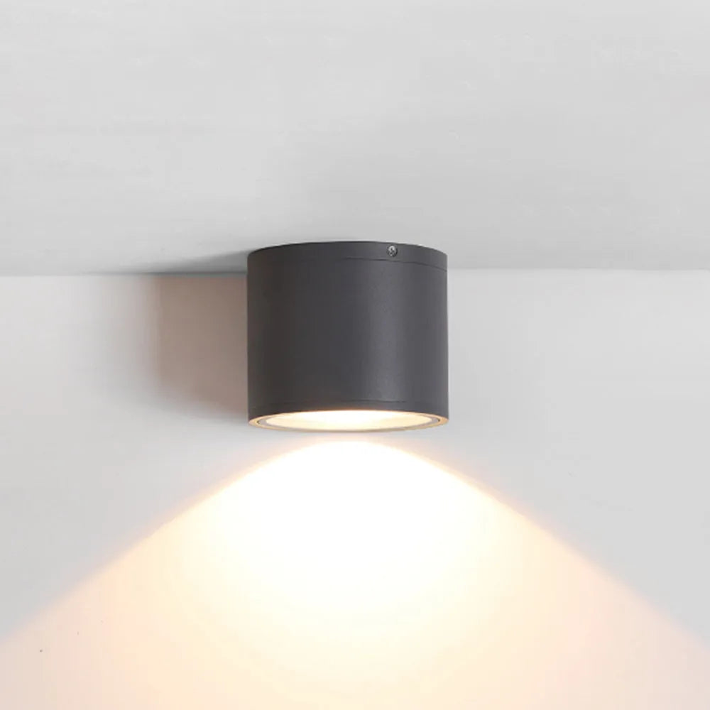 Irondale Modern Outdoor Ceiling Light - Black Metal/Glass Cylindrical for Garden