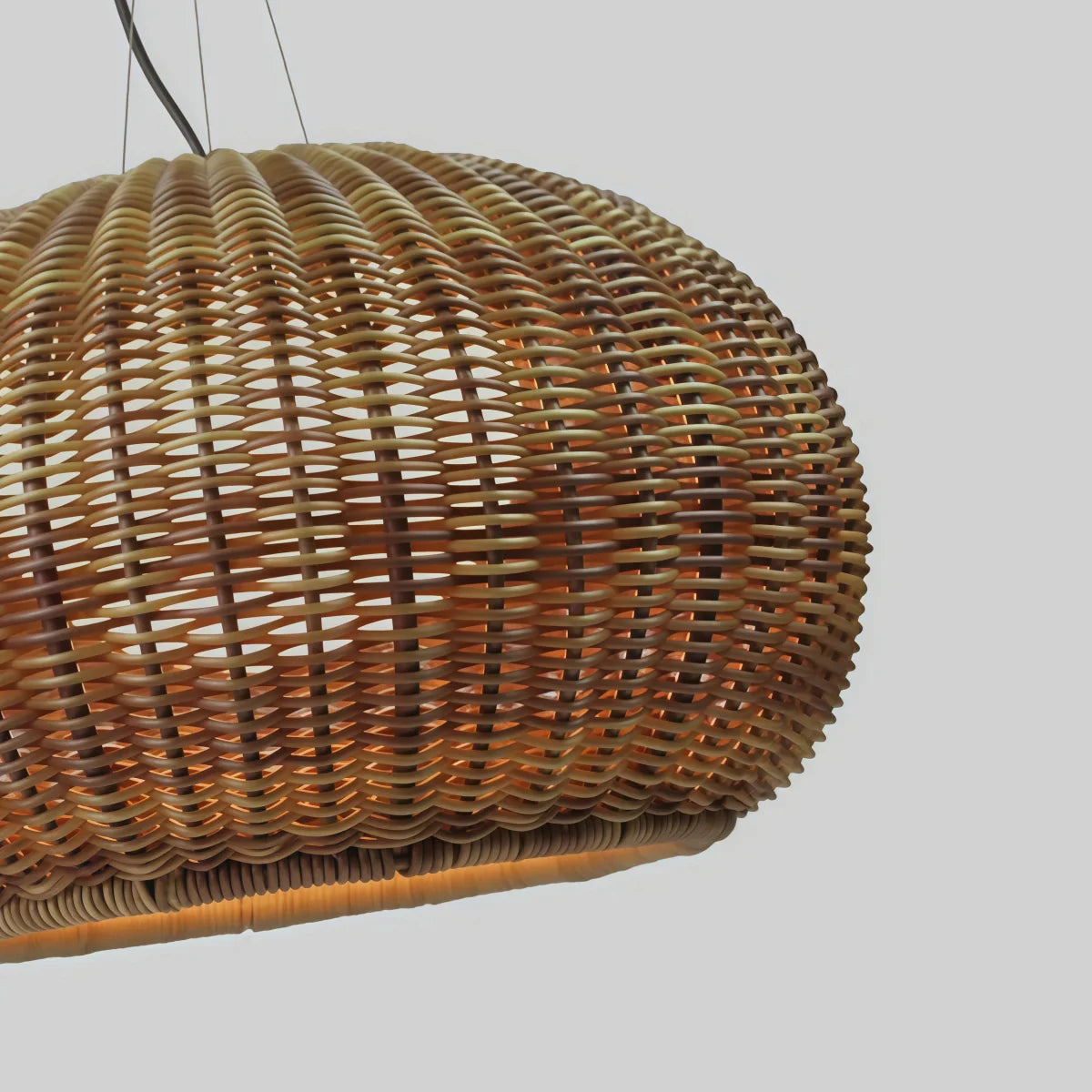 Bamburo Rustic Brown Outdoor Pendant Light - Bamboo Acrylic Lantern Garden