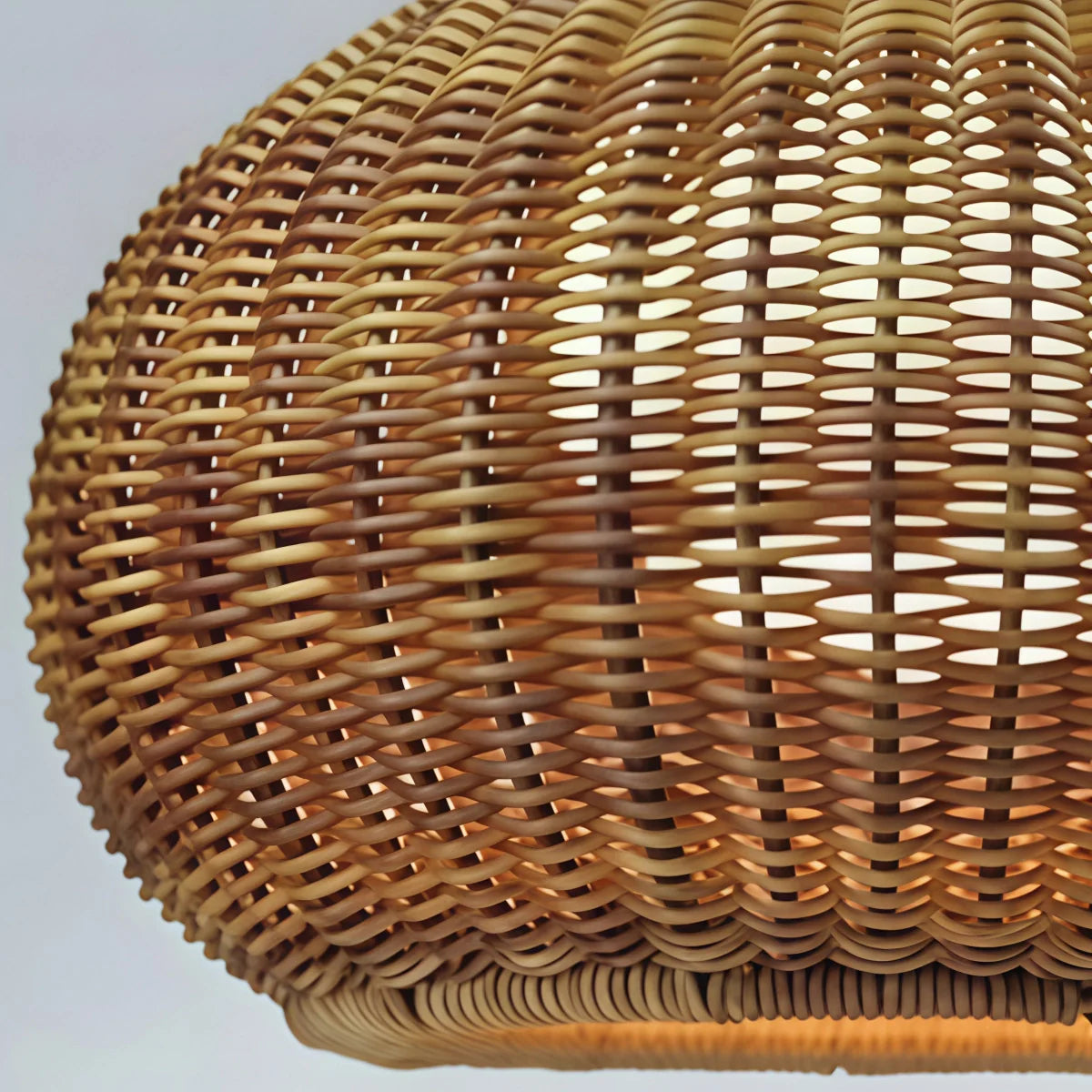 Bamburo Rustic Brown Outdoor Pendant Light - Bamboo Acrylic Lantern Garden