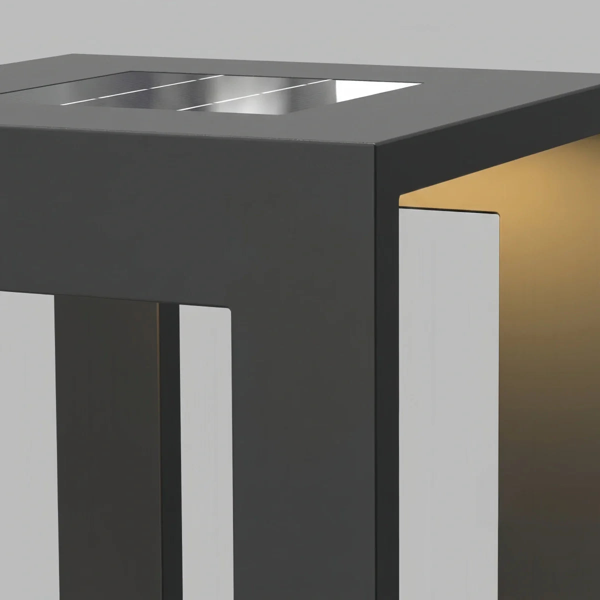 Modern Square Solar Floor Lamp - Weatherproof Black Metal for Terrace & Outdoor