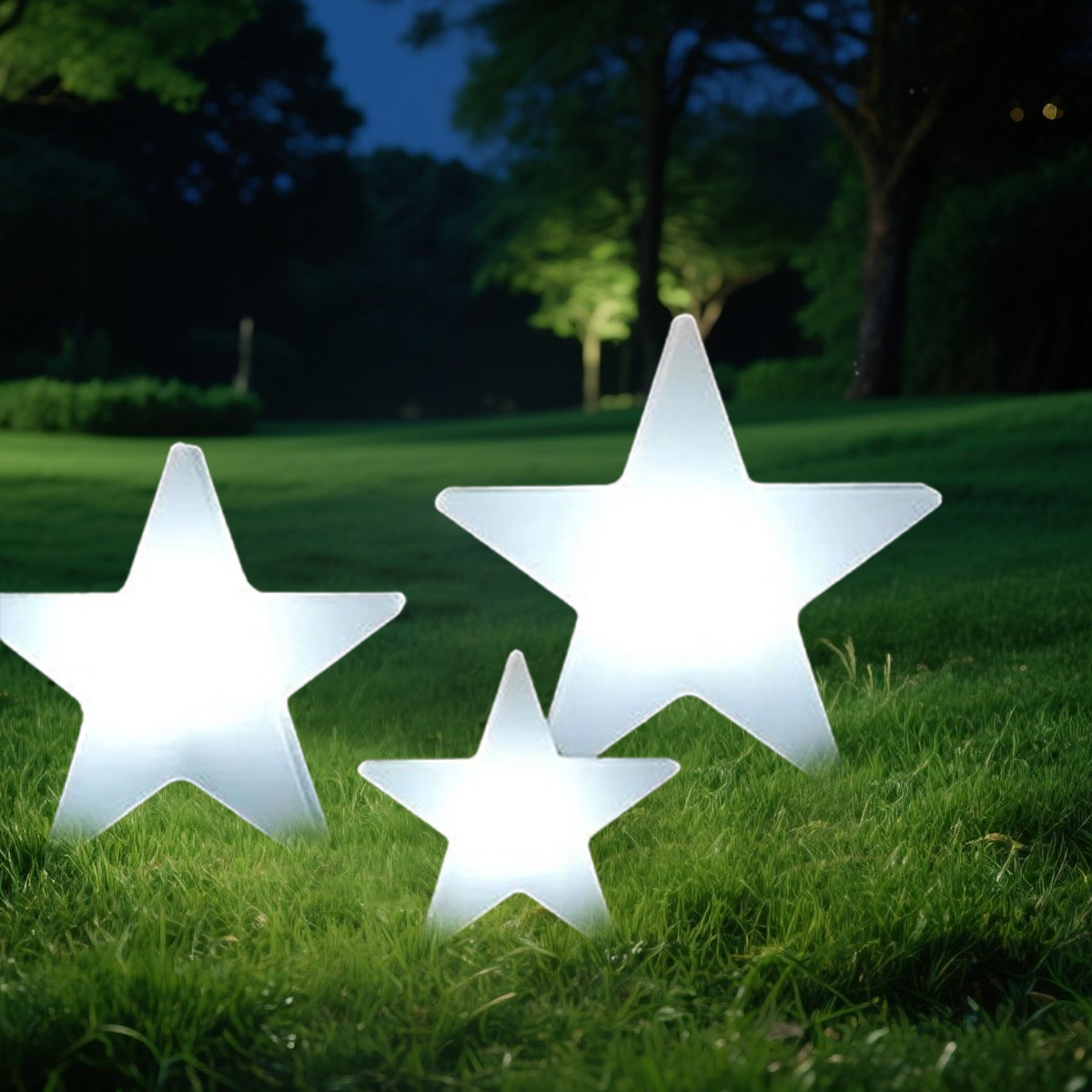 Vivara Modern Outdoor Path Lamp - White Acrylic Star Design Garden/Courtyard