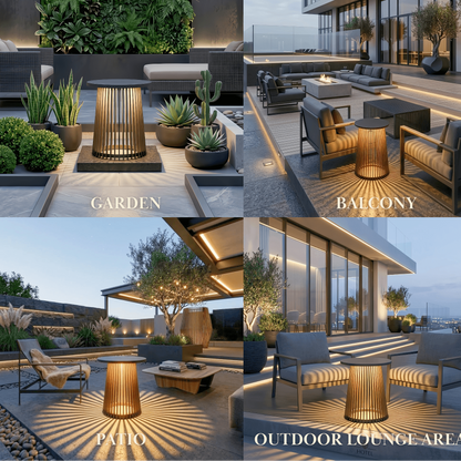 Irondale Modern Outdoor Floor Lamp - Black Metal & Acrylic Cylindrical Design for Patio