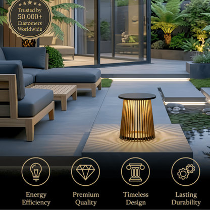 Irondale Modern Outdoor Floor Lamp - Black Metal & Acrylic Cylindrical Design for Patio