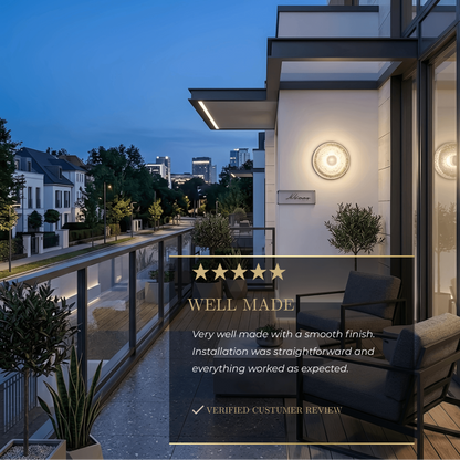 Embrace Modern Outdoor Wall Lamp - Clear Glass & Metal Round Design for Garden