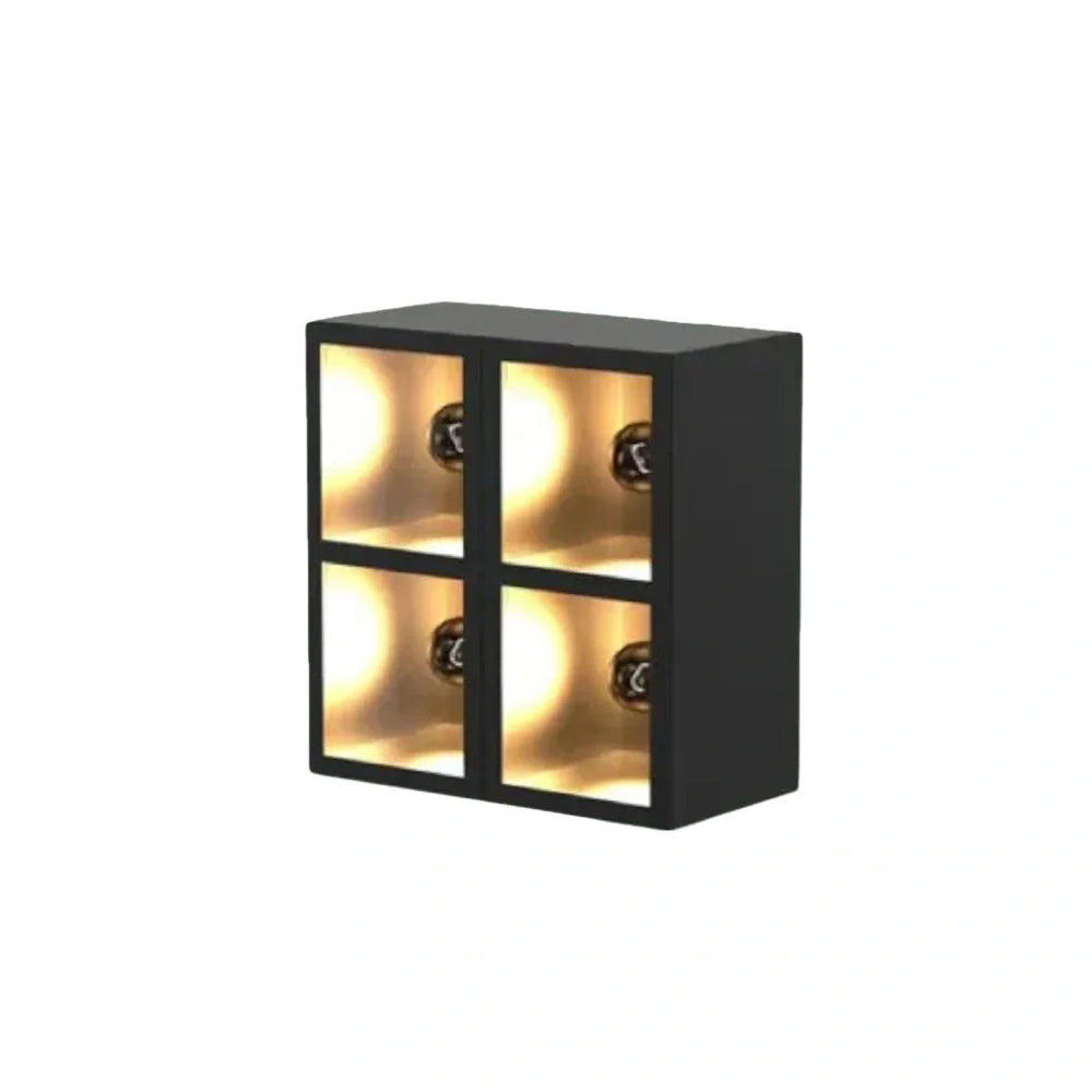 Nuvlight- Black Metal & Glass Cube Square Design for Garage