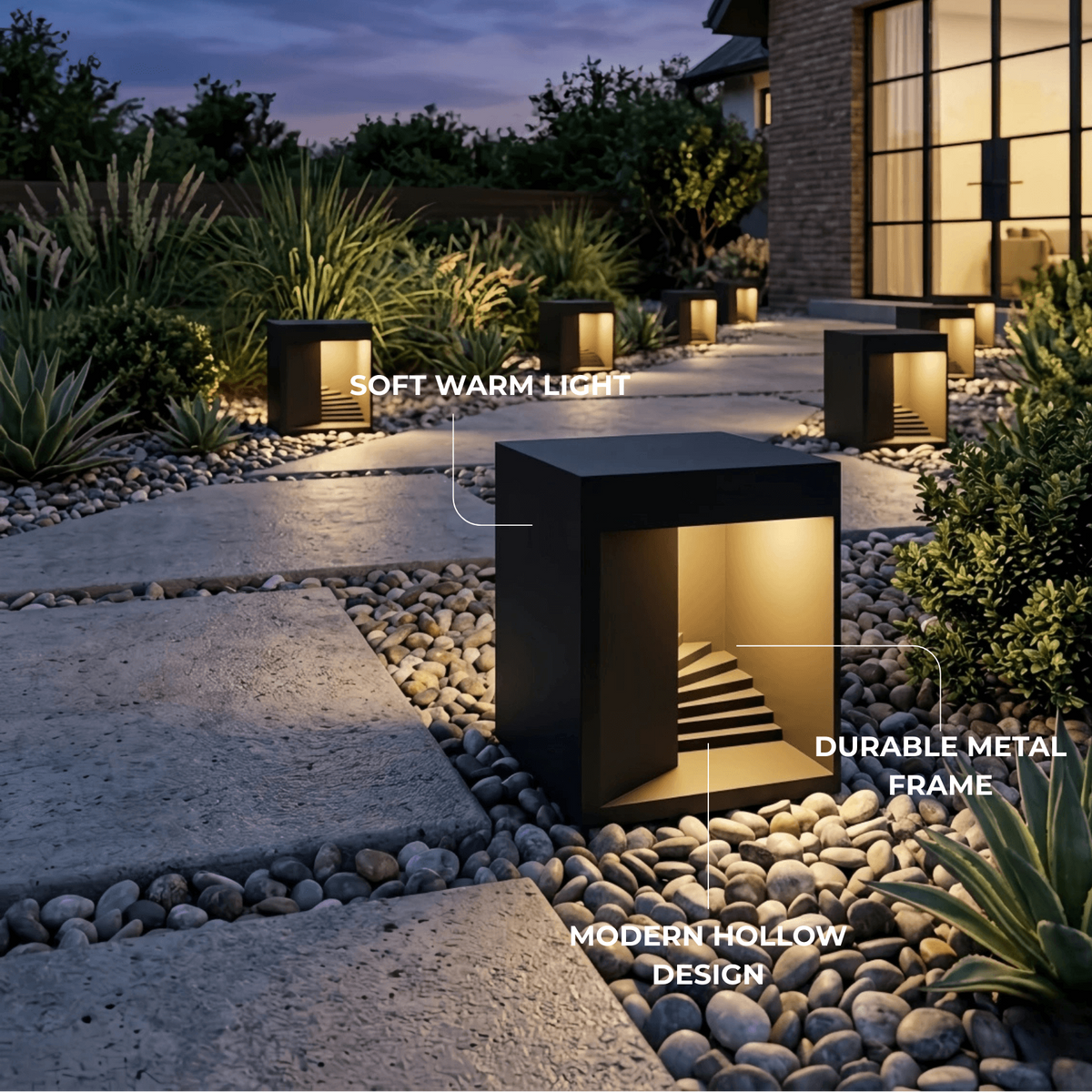 Arcato Modern Outdoor Floor Lamp - Black Metal Rectangular Design for Garden & Patio