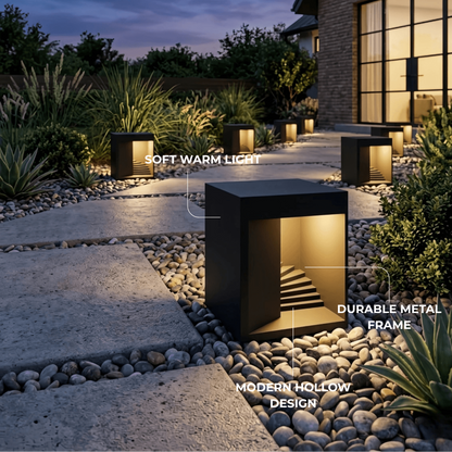 Arcato Modern Outdoor Floor Lamp - Black Metal Rectangular Design for Garden & Patio