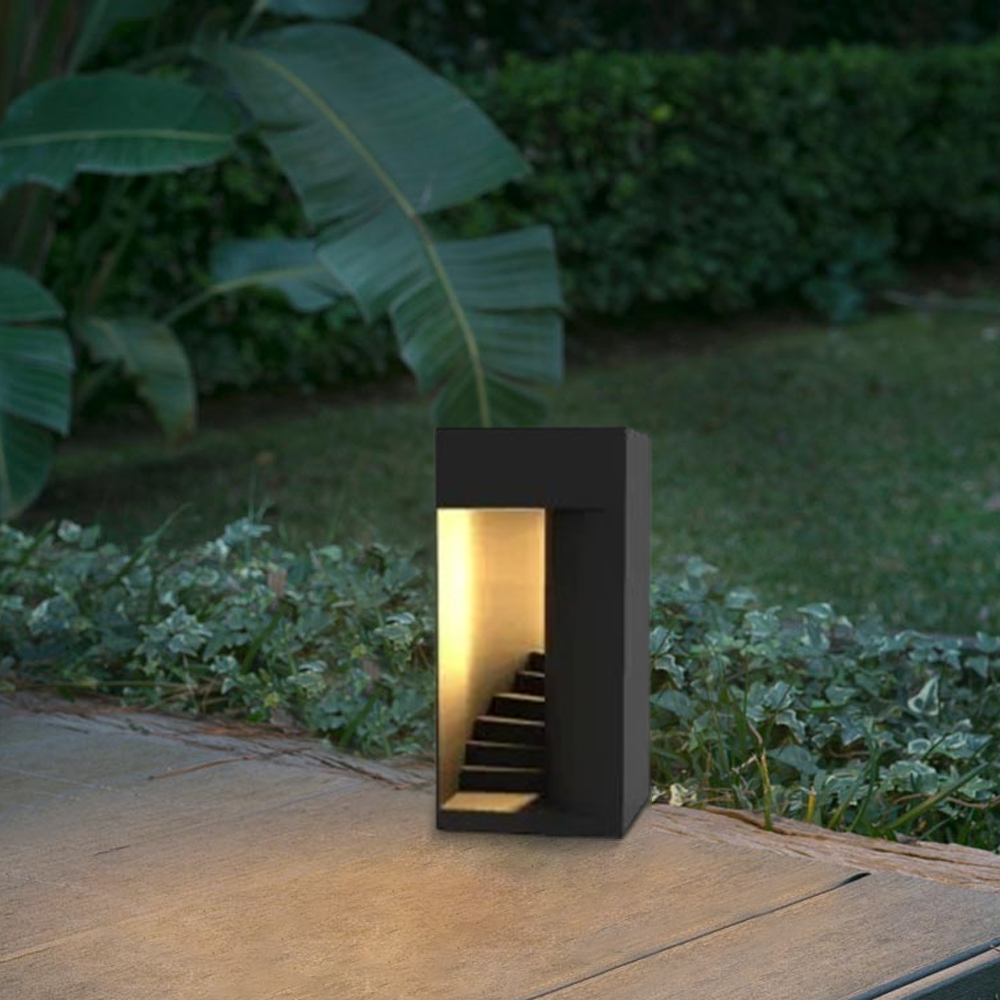 Arcato Modern Outdoor Floor Lamp - Black Metal Rectangular Design for Garden & Patio