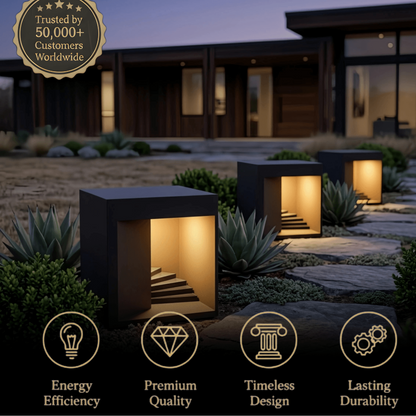 Arcato Modern Outdoor Floor Lamp - Black Metal Rectangular Design for Garden & Patio
