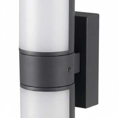 Irondale Modern Sensor Outdoor Wall Sconce - Black Metal & Acrylic Cylinder Garden