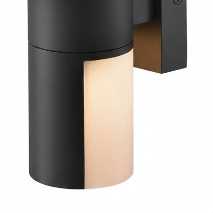 Irondale Modern Sensor Outdoor Wall Sconce - Black Metal & Acrylic Cylinder Garden