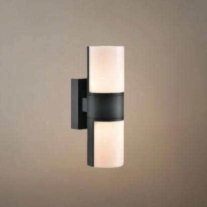 Irondale Modern Sensor Outdoor Wall Sconce - Black Metal & Acrylic Cylinder Garden