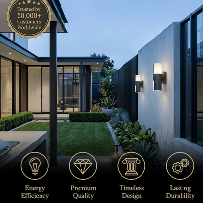 Irondale Modern Sensor Outdoor Wall Sconce - Black Metal & Acrylic Cylinder Garden