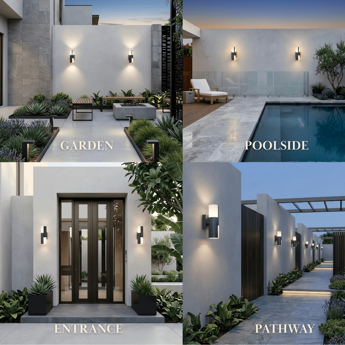 Irondale Modern Sensor Outdoor Wall Sconce - Black Metal & Acrylic Cylinder Garden