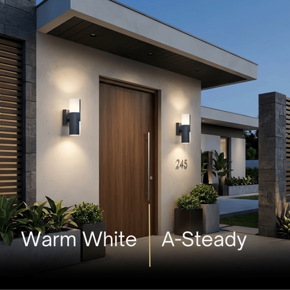 Irondale Modern Sensor Outdoor Wall Sconce - Black Metal & Acrylic Cylinder Garden