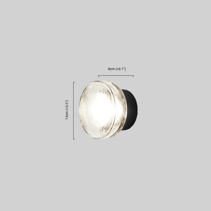 Embrace Modern Outdoor Wall Lamp - Clear Glass & Metal Round Design for Patio