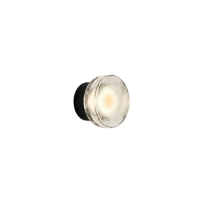 Embrace Modern Outdoor Wall Lamp - Clear Glass & Metal Round Design for Patio