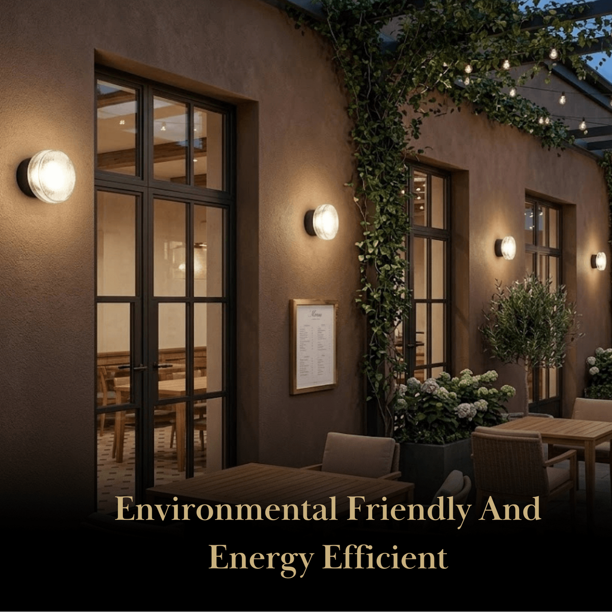 Embrace Modern Outdoor Wall Lamp - Clear Glass & Metal Round Design for Patio